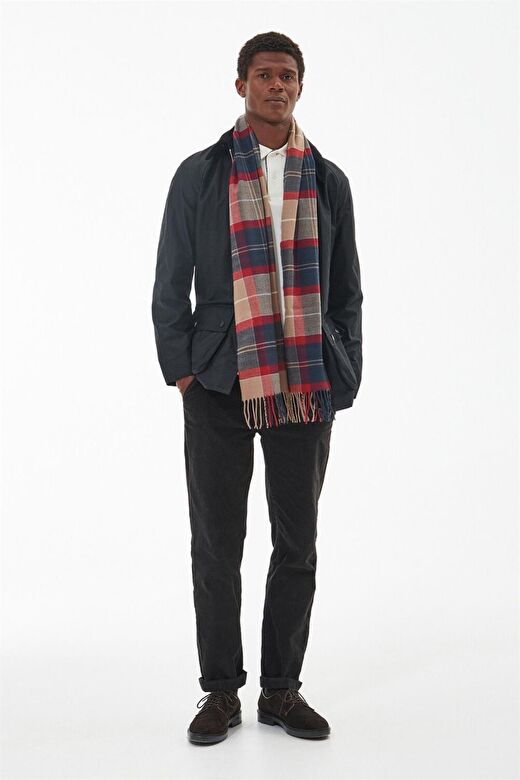 Barbour Unisex Galingale Tartan Atkı RE75 Cranberry Tartan 3