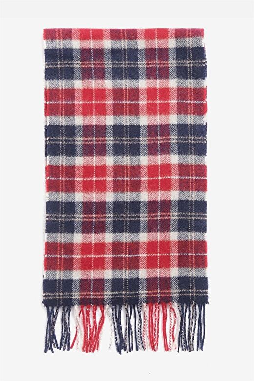 Barbour Unisex Tartan Yün Atkı (%100 Lambswool) RE75 Cranberry Tartan 4