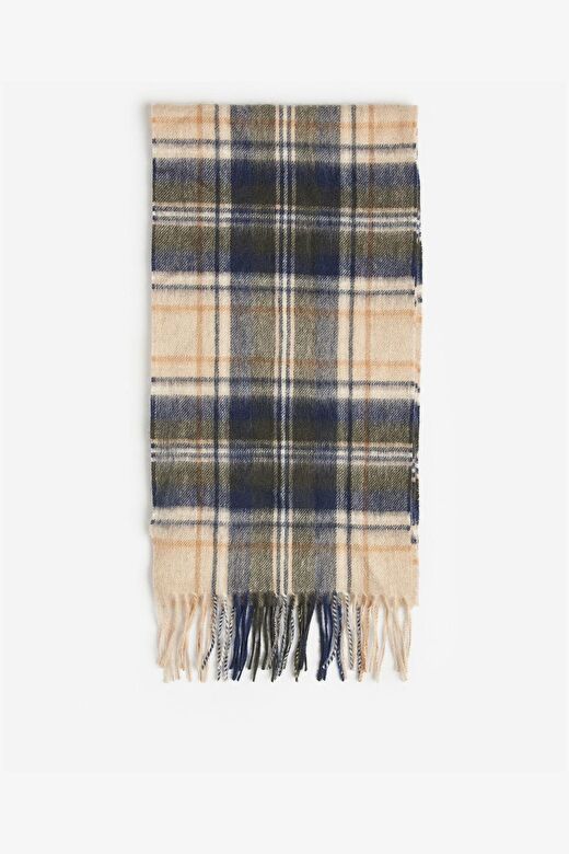 Barbour New Check Tartan Atkı BE51 Sand Beige Plaid 2