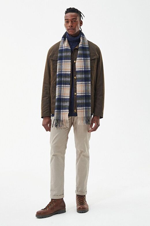 Barbour New Check Tartan Atkı BE51 Sand Beige Plaid 4