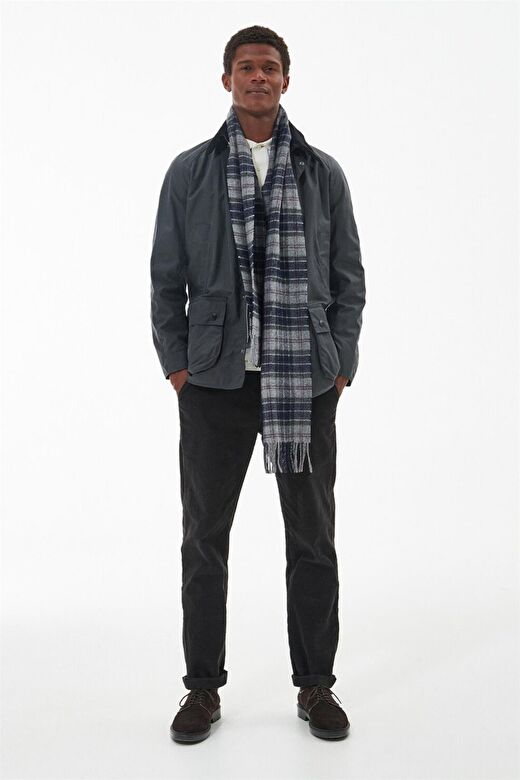 Barbour Unisex Tartan Yün Atkı (%100 Lambswool) TN17 Black Slate Tartan 3