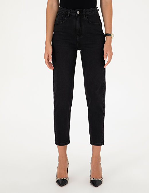 Siyah Mom Fit Jean Pantolon 2