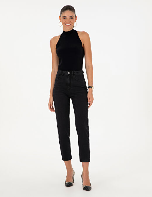Siyah Mom Fit Jean Pantolon 3