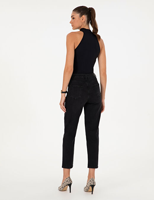 Siyah Mom Fit Jean Pantolon 4
