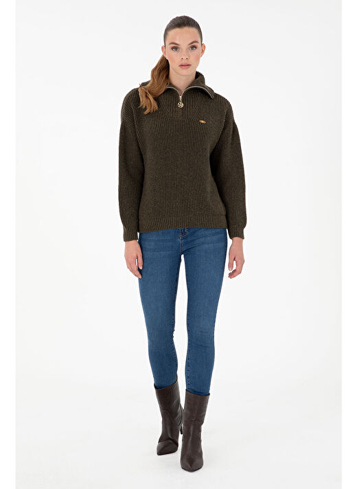 U.S. Polo Assn. Kadın Haki Kazak /triko 50297086-VR027 4