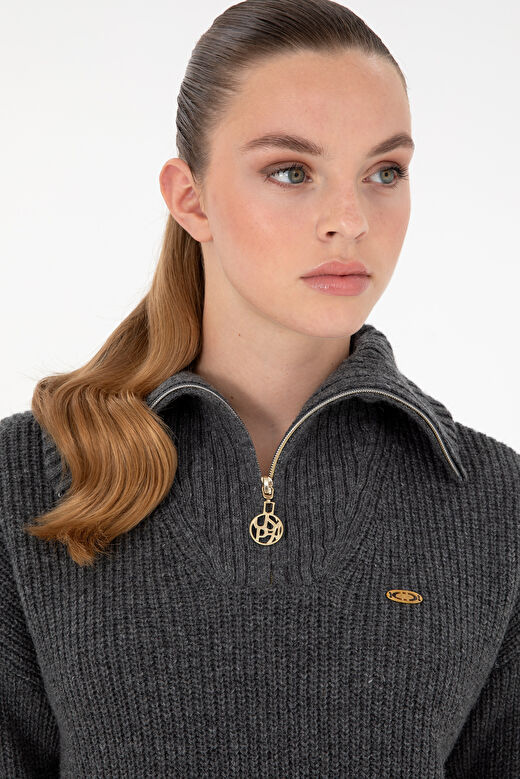 U.S. Polo Assn. Kadın Antrasit Melanj Kazak /triko 50297086-VR081 2
