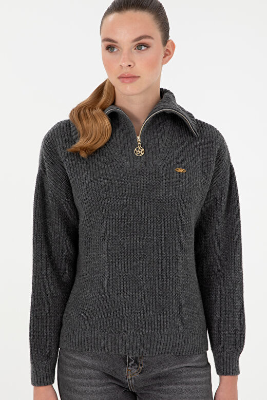 U.S. Polo Assn. Kadın Antrasit Melanj Kazak /triko 50297086-VR081 3