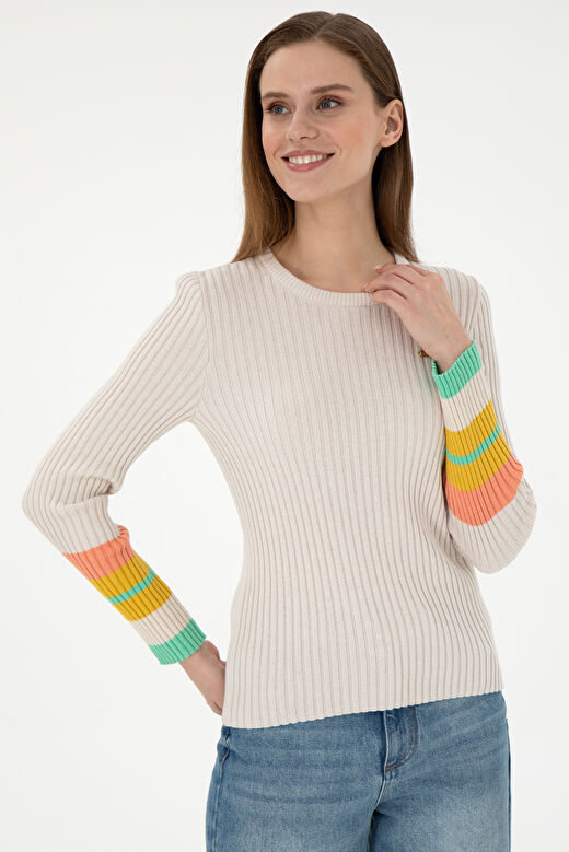 U.S. Polo Assn. Kadın Krem Kazak /triko 50297099-VR071 3