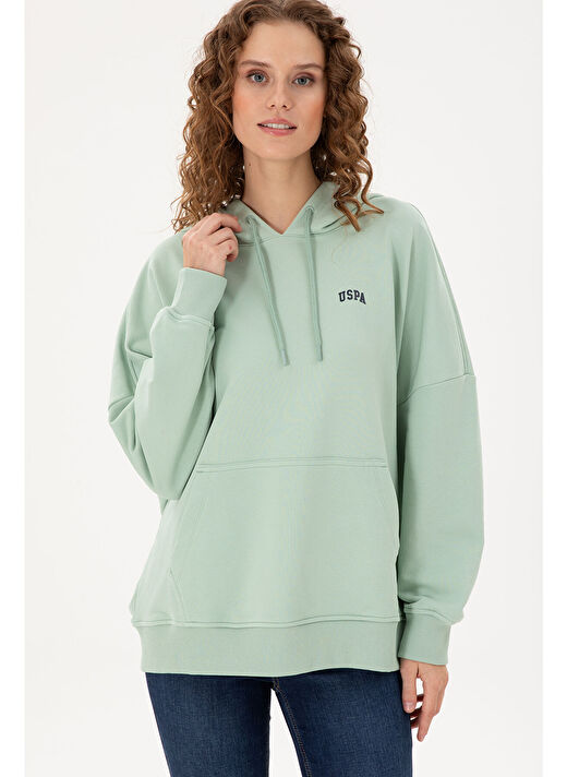 U.S. Polo Assn. Kadın Su Yeşili Sweatshirt 50297324-VR048 3