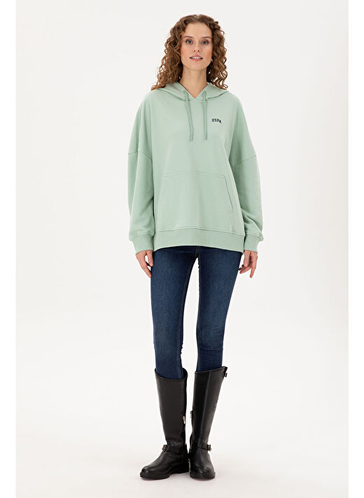 U.S. Polo Assn. Kadın Su Yeşili Sweatshirt 50297324-VR048 4