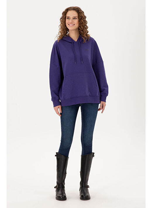 U.S. Polo Assn. Kadın Mor Sweatshirt 50297324-VR038 4