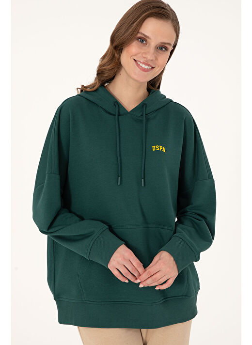 U.S. Polo Assn. Kadın Koyu Yeşil Sweatshirt 50297324-VR079 3