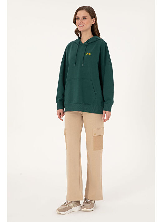 U.S. Polo Assn. Kadın Koyu Yeşil Sweatshirt 50297324-VR079 4