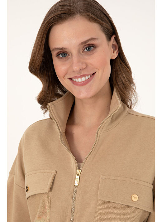 U.S. Polo Assn. Kadın Kum Sweatshirt 50299001-VR085 2