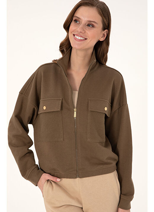 U.S. Polo Assn. Kadın Haki Sweatshirt 50299001-VR027 3