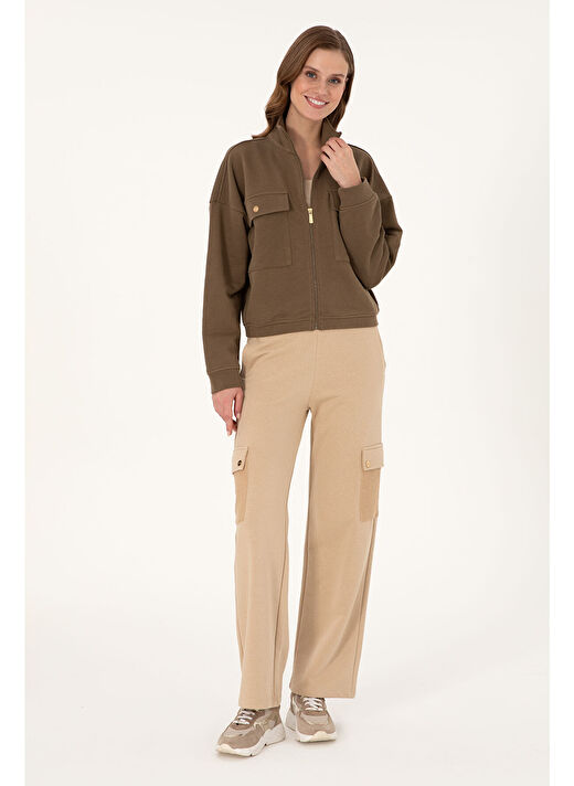 U.S. Polo Assn. Kadın Haki Sweatshirt 50299001-VR027 4