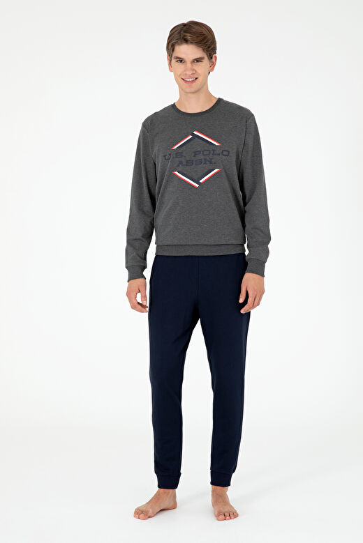 U.S. Polo Assn. Erkek Antrasit Melanj Pijama Takım 50301715-VR081 4