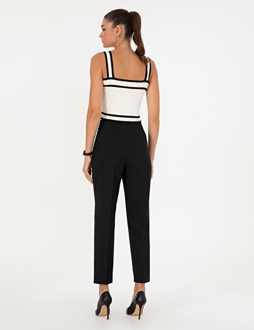 Siyah Carrot Fit Kumaş Pantolon 4