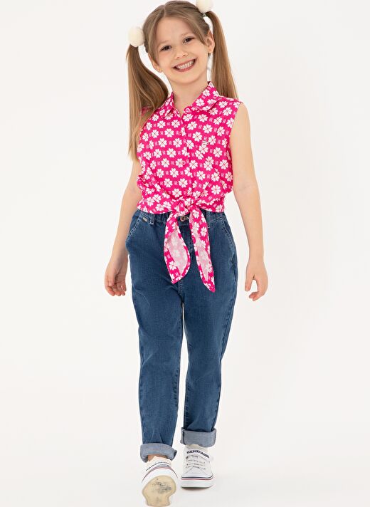 Kız Çocuk Açık Mavi Carrot Fit Jean Pantolon 3
