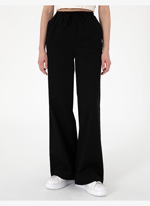 Siyah Yüksek Bel Loose Fit Pantolon 2