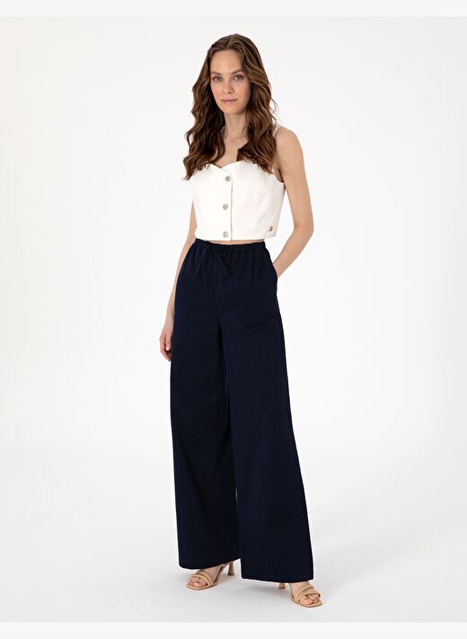Lacivert Yüksek Bel Loose Fit Pantolon 1