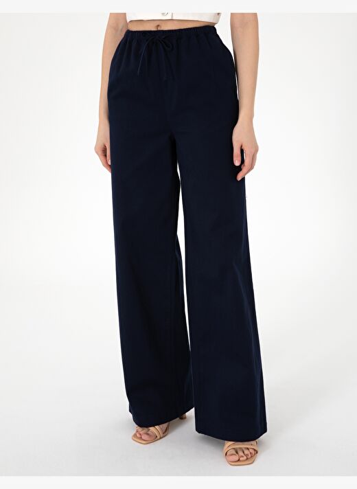 Lacivert Yüksek Bel Loose Fit Pantolon 2