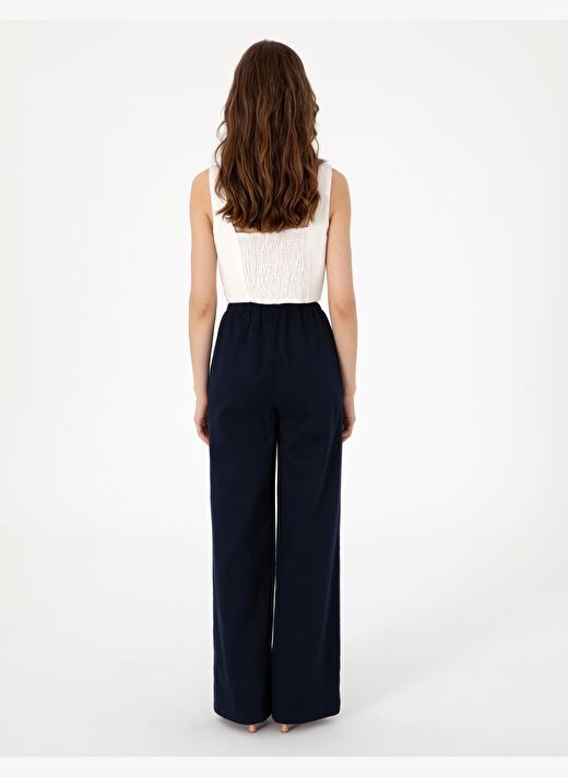 Lacivert Yüksek Bel Loose Fit Pantolon 4