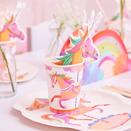 Party Pieces - Unicorn 8&apos;li Parti Karton Bardakları 1