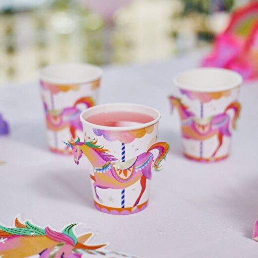 Party Pieces - Unicorn 8&apos;li Parti Karton Bardakları 3