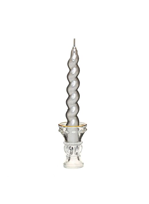 2li Twirl Glow Gümüş Şamdan Mum Seti (18 cm) 2