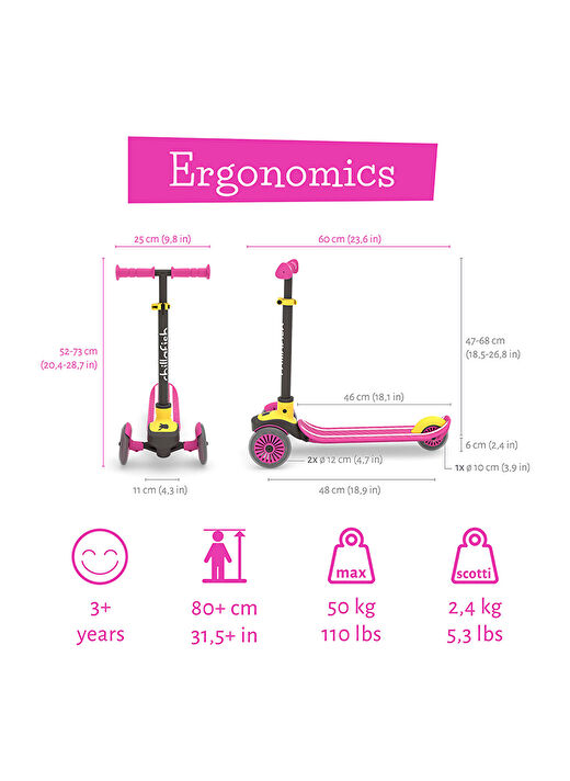 Scotti - 3 Tekerlekli Scooter - Pembe 3