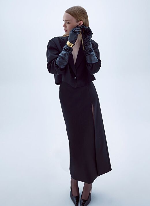 Boxy Cropped Ceket Siyah 4