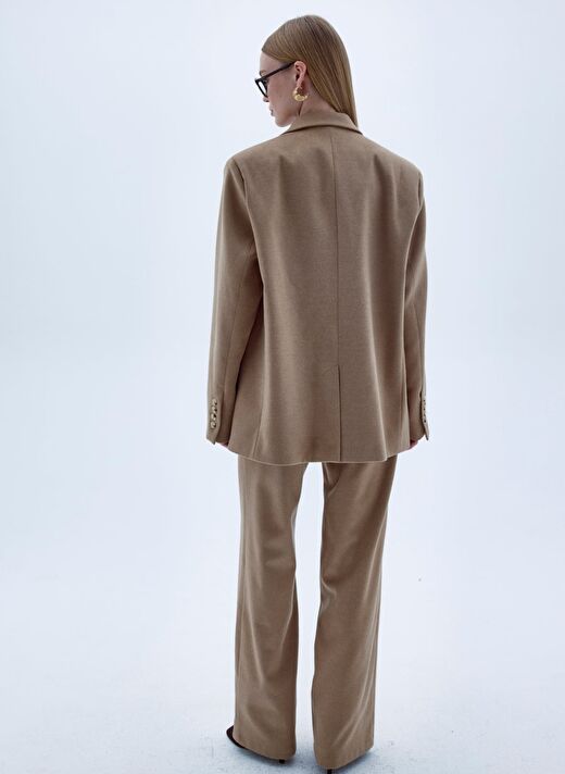 Boxy Yün Blazer Açık Kahverengi 3