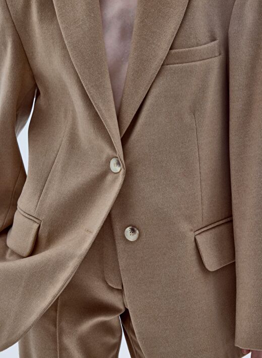 Boxy Yün Blazer Açık Kahverengi 4