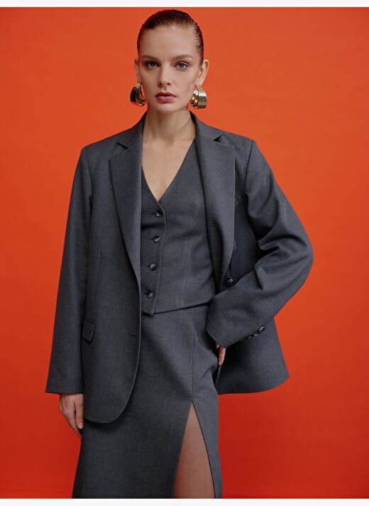 Boxy Blazer Gri 1
