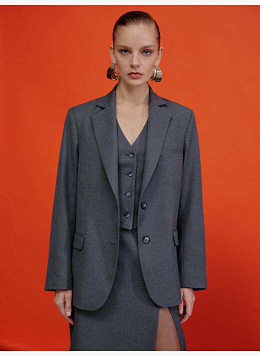 Boxy Blazer Gri 2