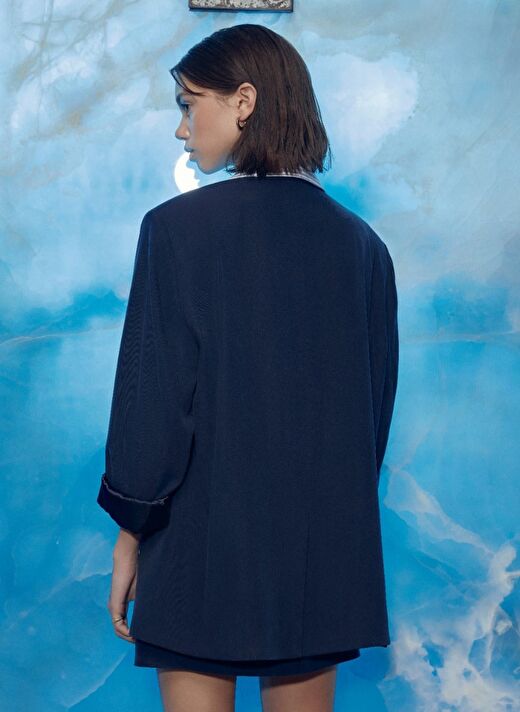 Boxy Oversize Blazer Lacivert 3
