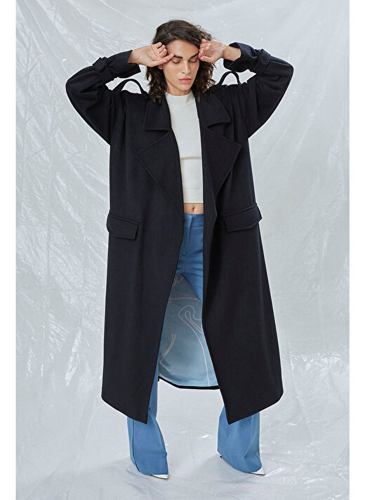 Laura Oversized Kaşmir Palto Lacivert 2