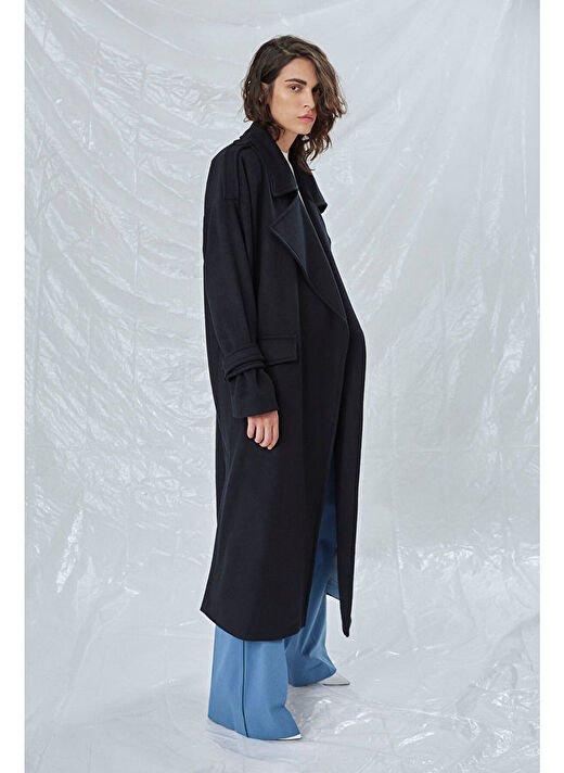 Laura Oversized Kaşmir Palto Lacivert 4