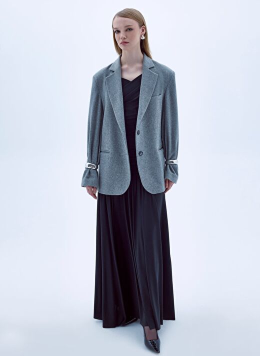 Boxy Yün Blazer Gri 3