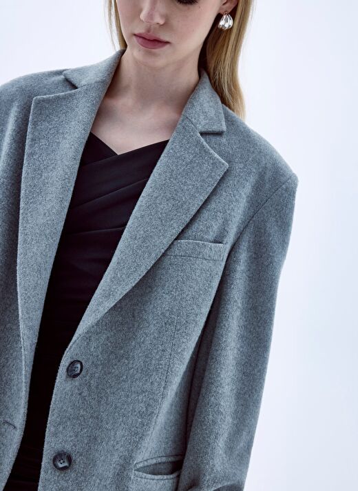 Boxy Yün Blazer Gri 4