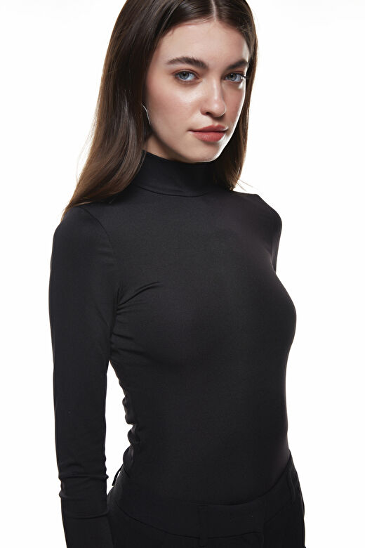 Balıkçı Yaka Bodysuit Siyah 3