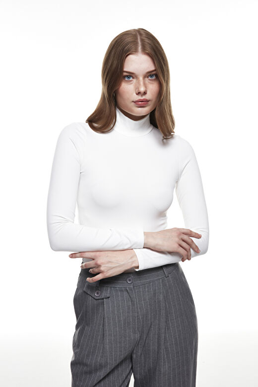 Balıkçı Yaka Bodysuit Ekru 2