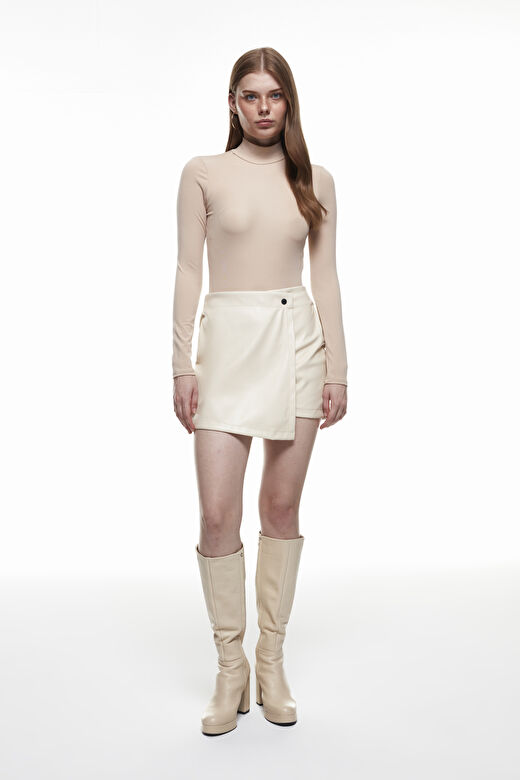 Balıkçı Yaka Bodysuit Bej 1
