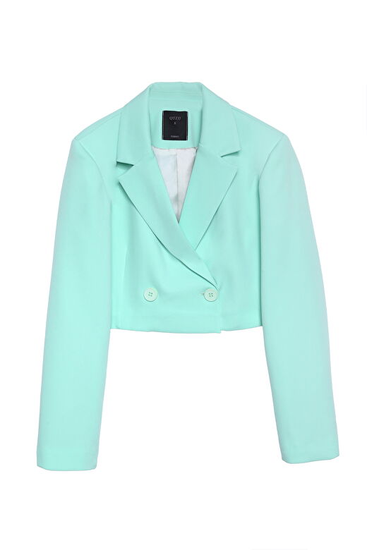 Kruvaze Crop Blazer Ceket Mint 1