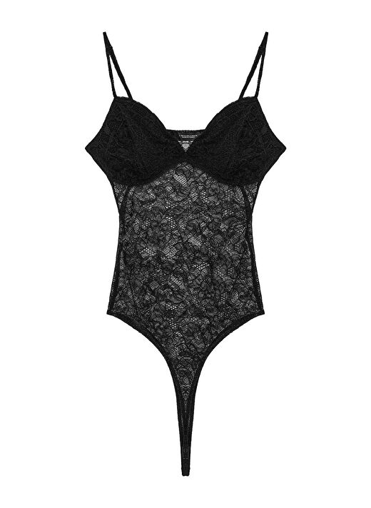 Dantelli Transparan Bodysuit Siyah 2