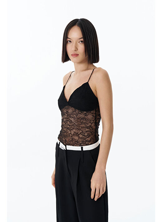 Dantelli Transparan Bodysuit Siyah 4