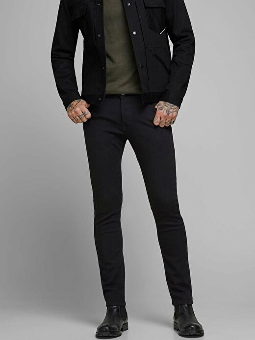 Jack & Jones Siyah Erkek Dar Paça Slim Fit  Denim Pantolon 12152346_JJIGLENN 4