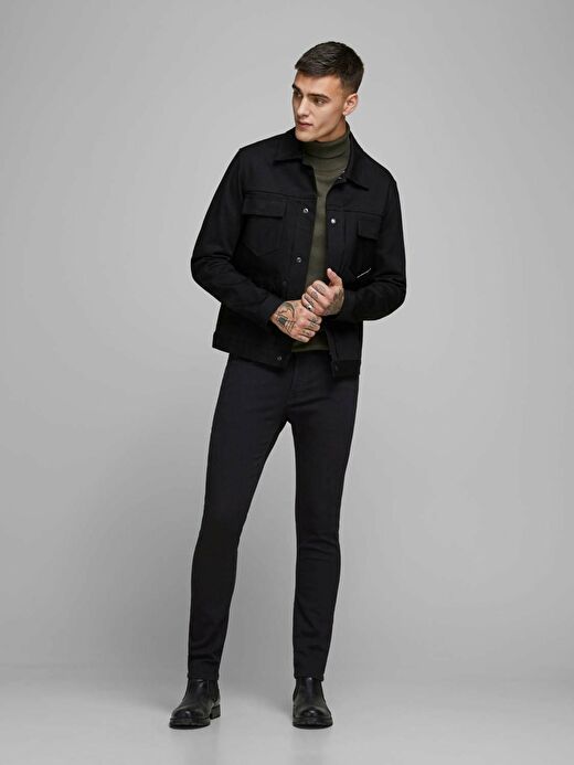 Jack & Jones Siyah Erkek Dar Paça Slim Fit  Denim Pantolon 12152346_JJIGLENN 3
