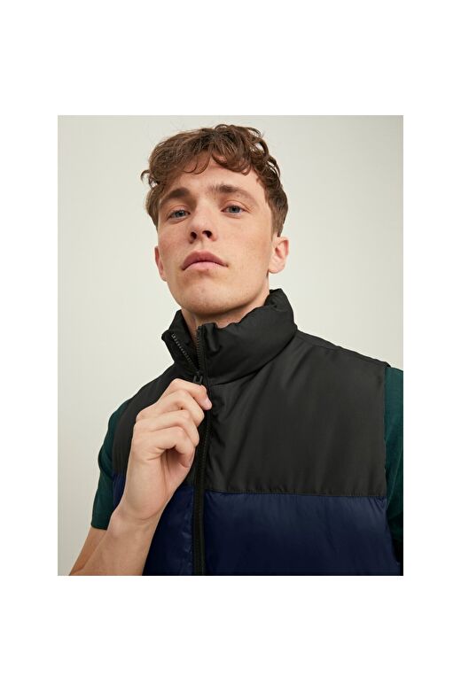Jack & Jones Dik Yaka Lacivert Erkek Yelek - 12212221 4